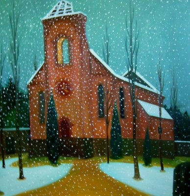 The burned up church, 2007, 111 × 111 cm, oil on canvas