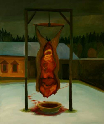 Pig-killing, 2005, 131 × 111 cm, oil on canvas