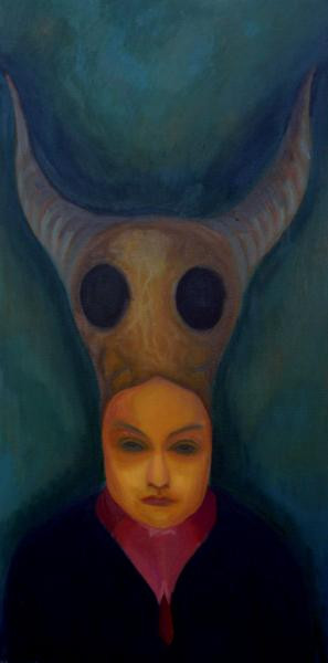 Lebkoun ( z cyklu masopustní masky), 2009, 132 × 65 cm, olej na plátně