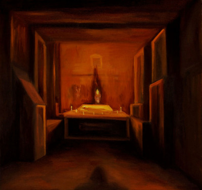 Skleněná rakev, 2012, 95 x 100 cm, olej na plátně
