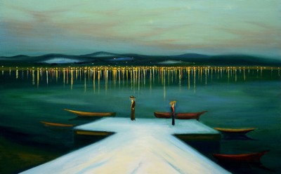 Zimní molo, 2013, 70 x 115 cm,  olej na plátně