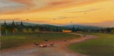 Dlouhá cesta domů, 2022, 40 x 80 cm, olej na pltně