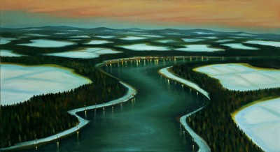 Řeka, 2011, 90 × 167 cm, olej na plátně
