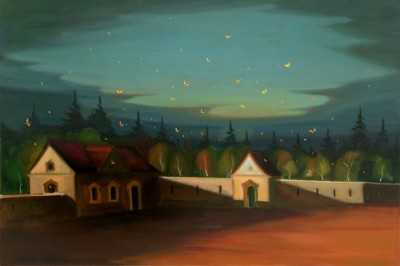 Noční motýli, 2022, 100 x 150 cm, olej na plátně