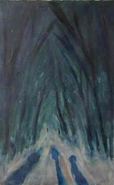 Stíny, 1993, 77 × 55 cm, olej na papíře
