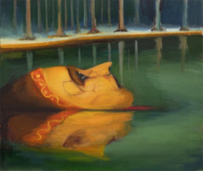 Utopená, 2025, 70 x60 cm, olej na plátně