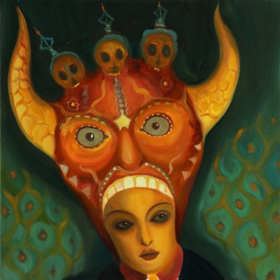 Tibetská maska, 2026, 100 x 100 cm