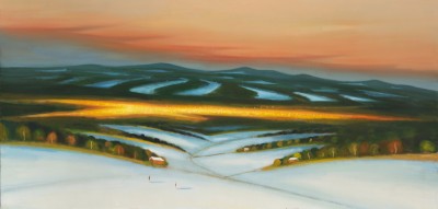 Červený večer, 2019, 100 x200 cm, olej na plátně
