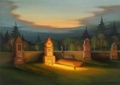 Boys on a cemetery, 2022, 100 x 140 cm, oil on canvas