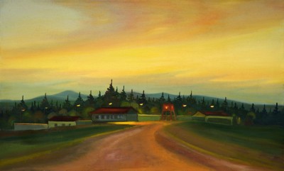 Strážná věž, 2013, 70 x 125 cm, olej na plátně