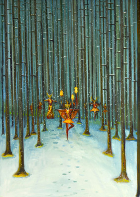 V lese, 2014, 170 x 120 cm, olej na plátně