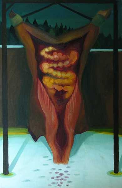 The pig, 2006, 131 × 84 cm, oil on canvas