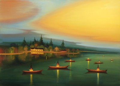 Boats of light, 2023, 100 x 140 cm, oil on canvas