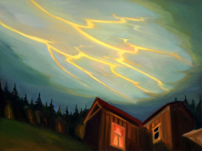 Blesky, 2014, 70 x 100 cm, olej na plátně