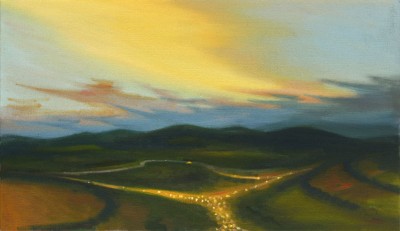 Žlutý mrak, 2013, 40 × 70 cm, olej na plátně