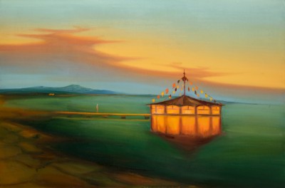 Smaragdové jezero, 2026, 100 x 150 cm, olej na plátně