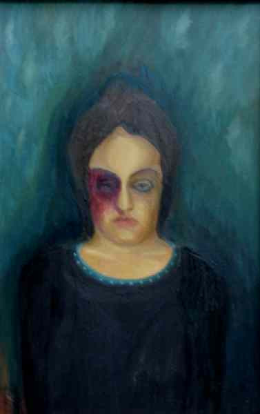 Beaten woman, 2002, 105 × 67 cm, oil on canvas