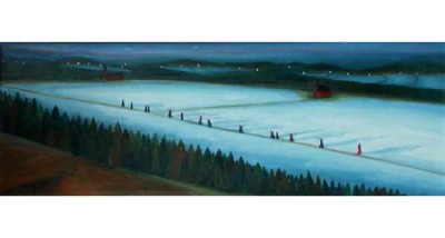 Sbírka Ministerstva zahraničních věcí, Smuteční pochod,  2001, 147 × 66 cm, olej na plátně