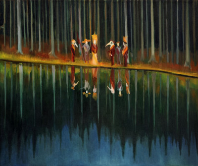 The masks by water, 2011 , 95 x 115 cm, oil on canvas
