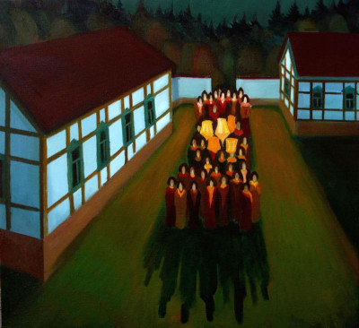 Parade with lampions, 2008, 104 × 115 cm, oil on canvas