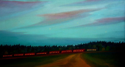 The train, 2006, 75 × 137 cm, oil on canvas
