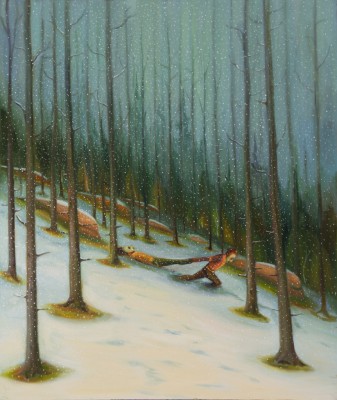 Vláčení opilce, 2020, 150 x 125 cm, olej na plátně