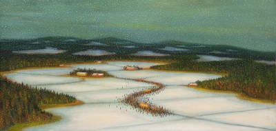 Komedianti, 2021, 100 x 210 cm, olej na plátně