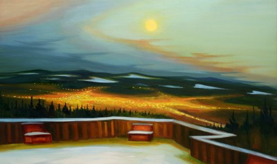 Záře města, 2013, 100 x 170 cm,  olej na plátně