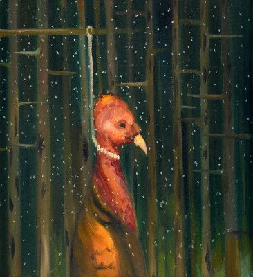Oběšený krocan, 2014, 55 x 50 cm, olej na plátně