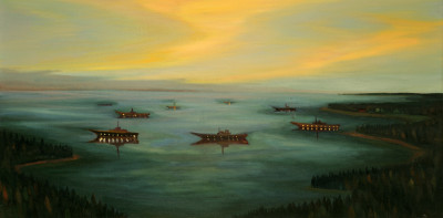  Lodě, 2010,82x ×163 cm, olej na plátně
