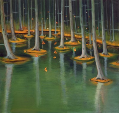 Světlušky, 2024, 90 x 95 cm, olej na plátně