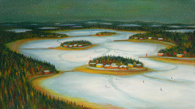 Sněžení, 2014, 100 x 180 cm, olej na plátně