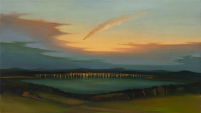 Červený asteroid, 2021, 115 x 200 cm, olej na plátně
