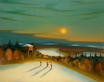 Lovci, 2026, 100 x 125 cm, olej na plátně