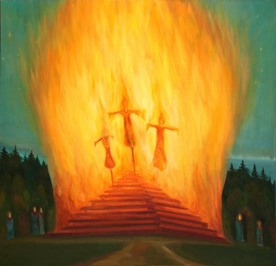 The fire, 2009, 129 × 134 cm, oil on canvas