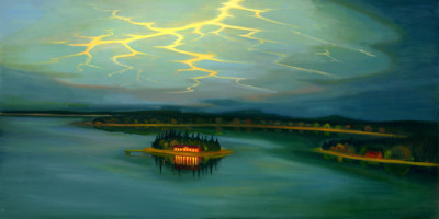 Jezero v Bouři, 2014, 100 x 200 cm, olej na plátně