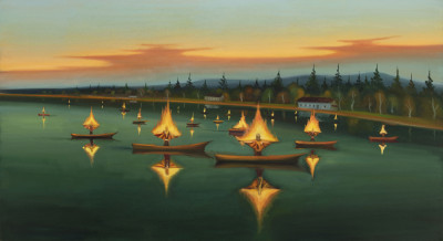 Slavnost ohně,  2022, 115 x 210 cm, olej na plátně
