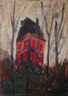Dům mé milé, 1993, 65 × 42 cm, olej na papíře