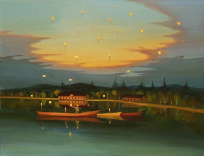 Lampiony, 2020, 150 x 125 cm, olej na plátně
