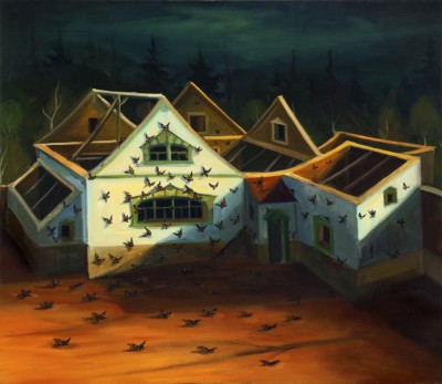 Noční motýli, 2020, 125 x 143 cm, olej na plátně