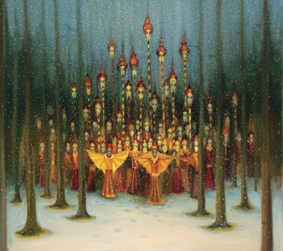 Maškary, 2021, 125 x 143 cm, olej na plátně,