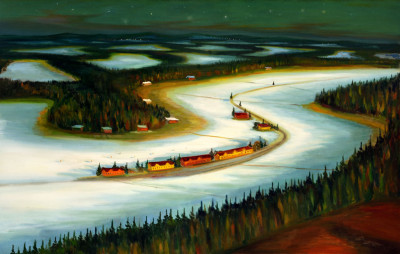 Zimní noc, 2014, 125 x 200 cm, olej na plátně