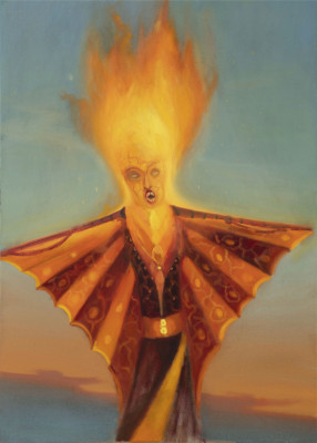 Hořící čarodejnice, 2022, 140 x 100 cm, olej na plátně