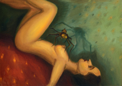 Pavouk, 2014, 50 x 70 cm, olej na plátně