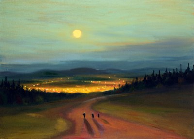 Měsíc nad Libercem, 2013, 50 x 70 cm, olej na plátně