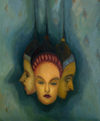 Hlavy,  2014, 110 x 90 cm, olej na plátně