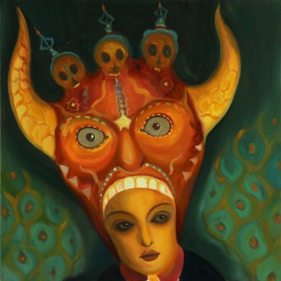 Tibetská maska, 2026, 100 x 100 cm, olej na plátně
