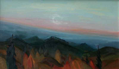 Lužické hory, 2001, 100 × 60 cm, olej na plátně