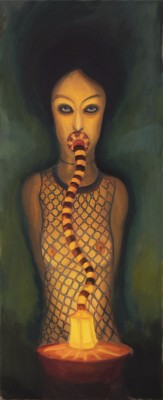 Vodní dýmka, 2020, 145 x 60 cm, olej na plátně