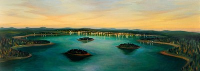 Světla města, 2011, 74 x 200 cm, olej na plátně